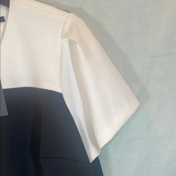 Tommy Hilfiger White and BLACK Asymmetrical Sheath Dress - Picture 4 of 9